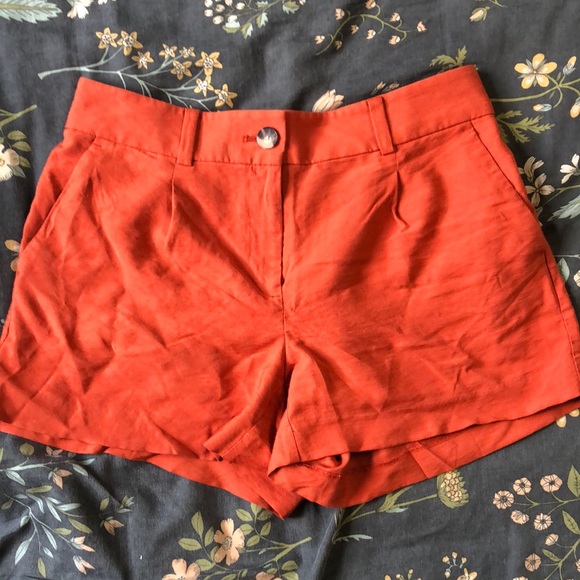 LOFT Pants - Loft Pleated Trouser High Waisted Shorts in Orange